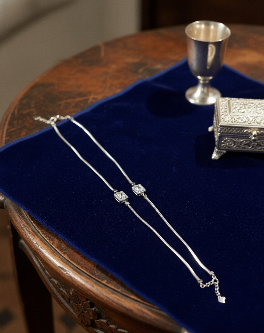 Silver Serene Crystal Anklet | RVA-21