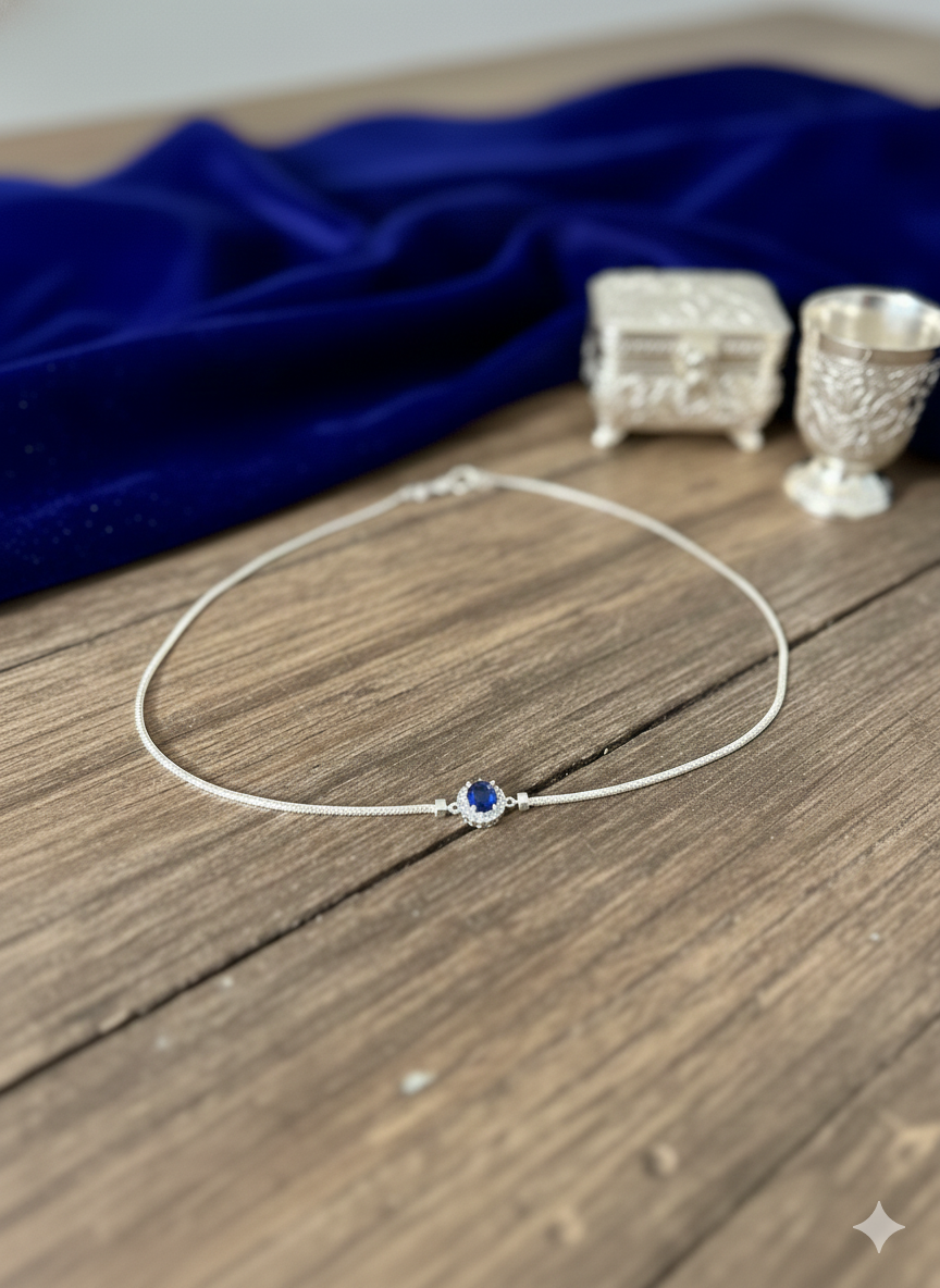 Silver Blue Aurora Anklet | RVA-14
