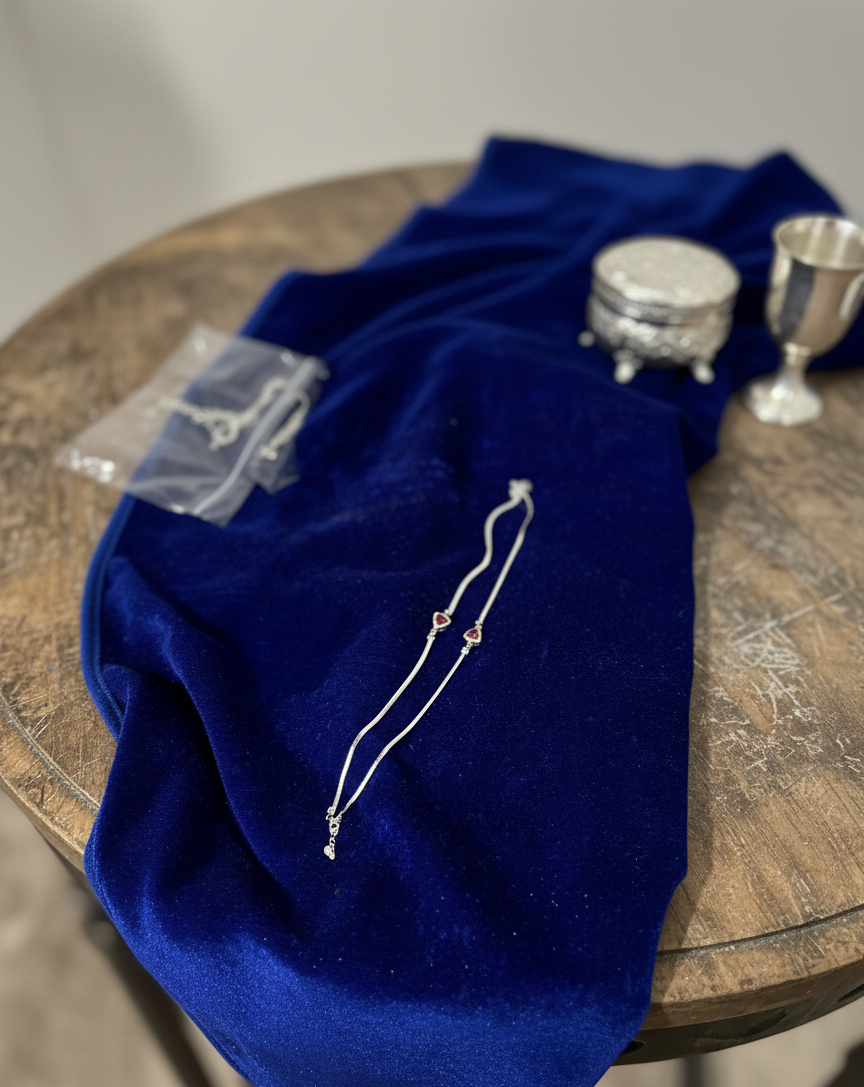 Silver Ruby Veil Anklet | RVA-19