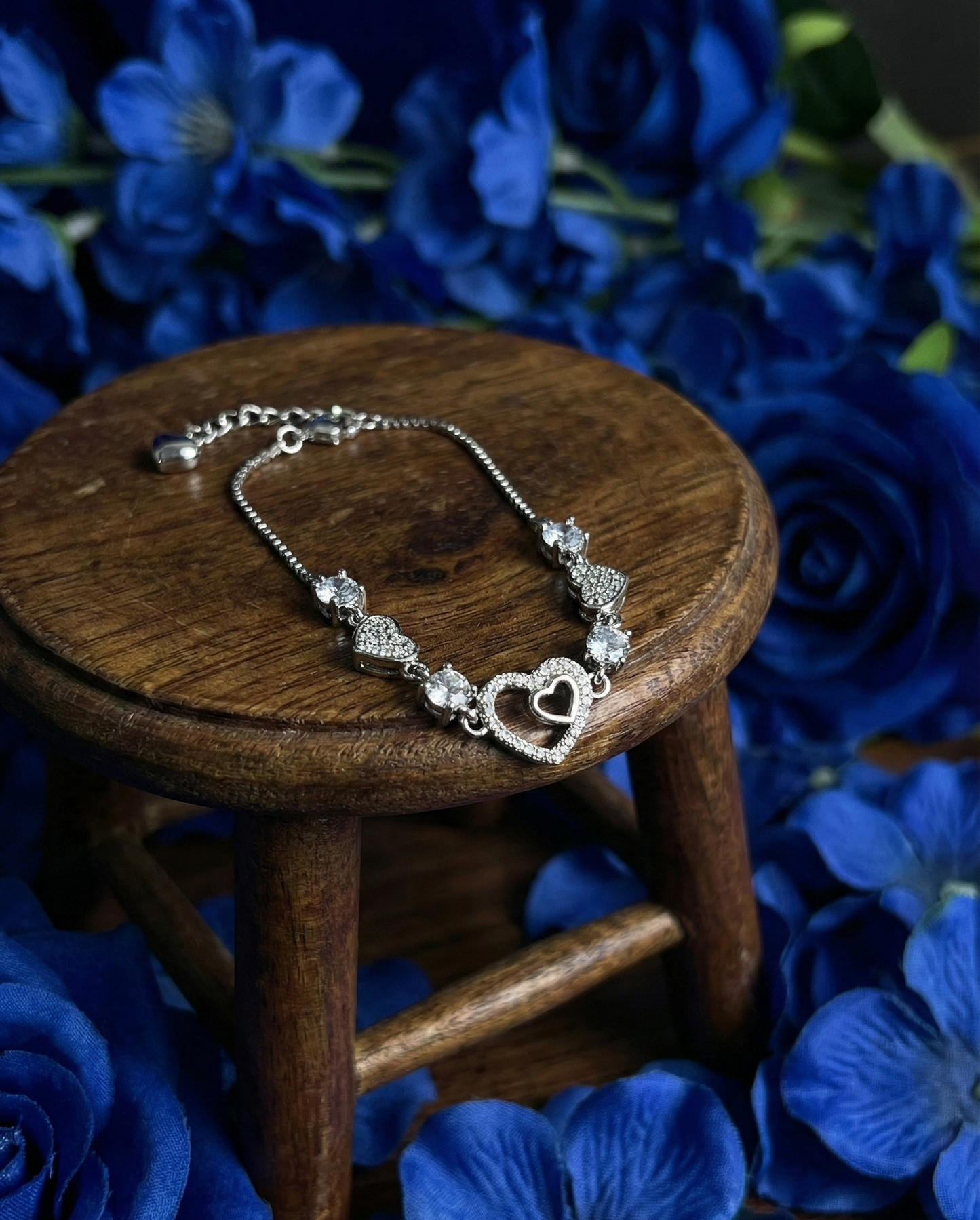 Silver Moonstone Heart Bracelet | RVB-42