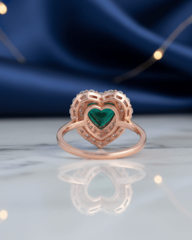 Rose Gold Crystal Heart Ring | RVRRR-34