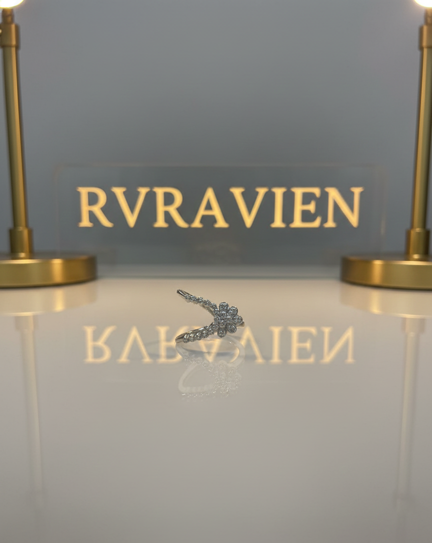 Silver Pearl Halo Ring| RVR-8