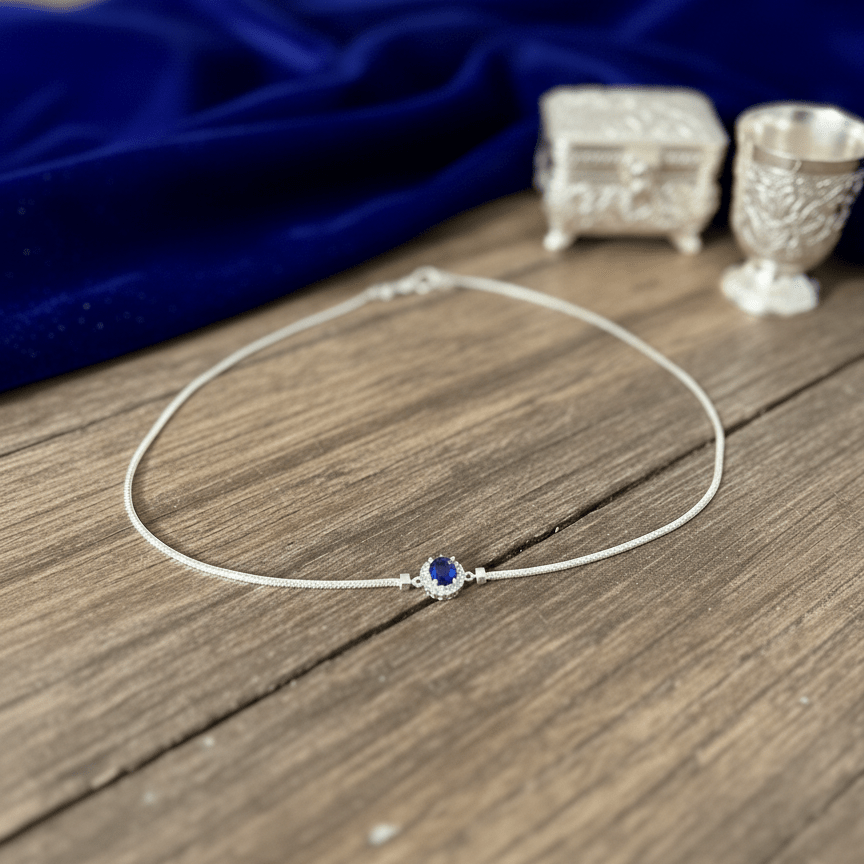 Silver Blue Aurora Anklet | RVA-14
