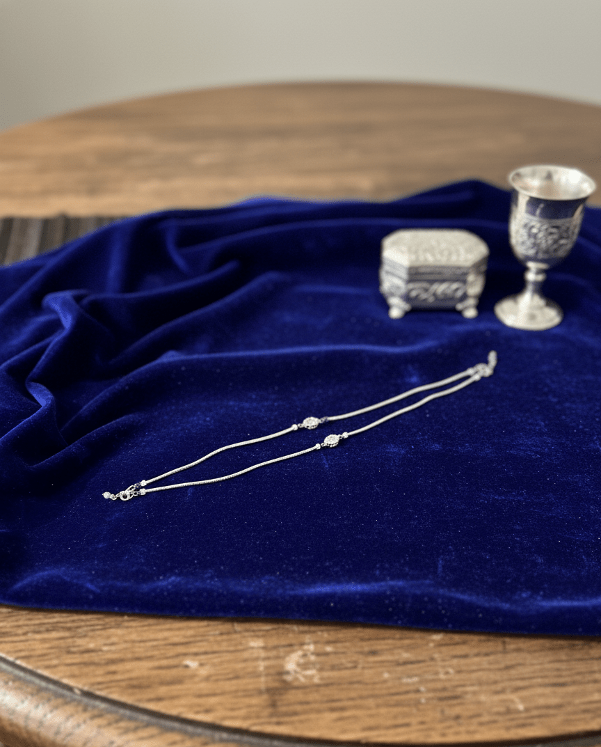 Silver Petal Whisper Anklet | RVA-02