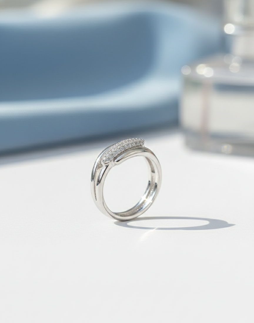 Silver Crystal Dew Ring | RVR-29