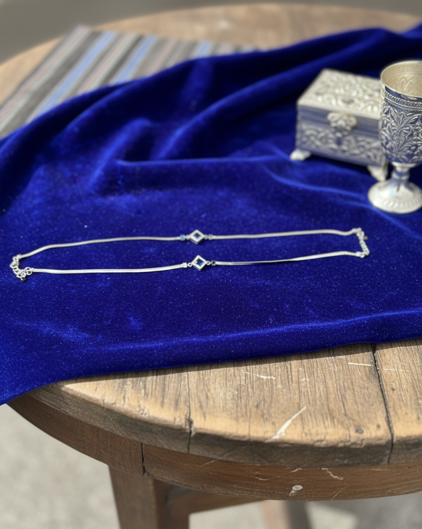 Silver Celeste Diamond Anklet | RVA-16