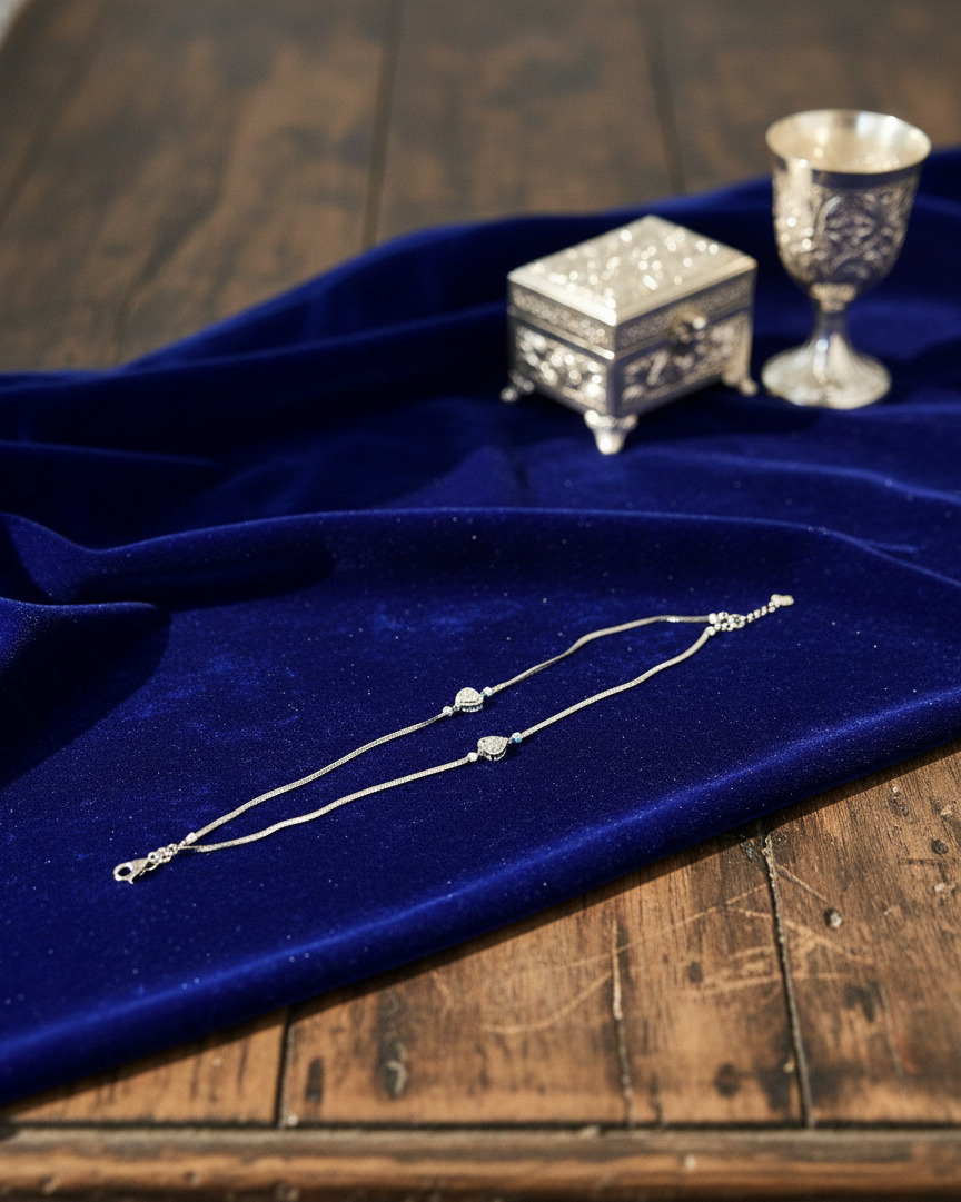 Silver Floral Mist Anklet | RVA-25