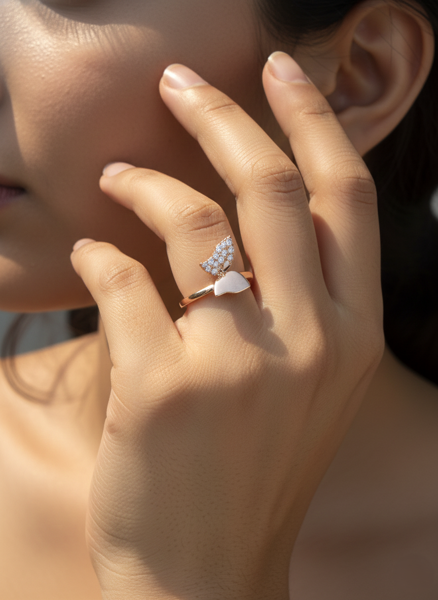 Silver Opaline Crown Ring | RVR-20