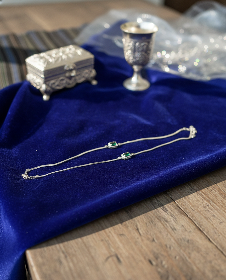 Silver Green Dream Anklet | RVA09