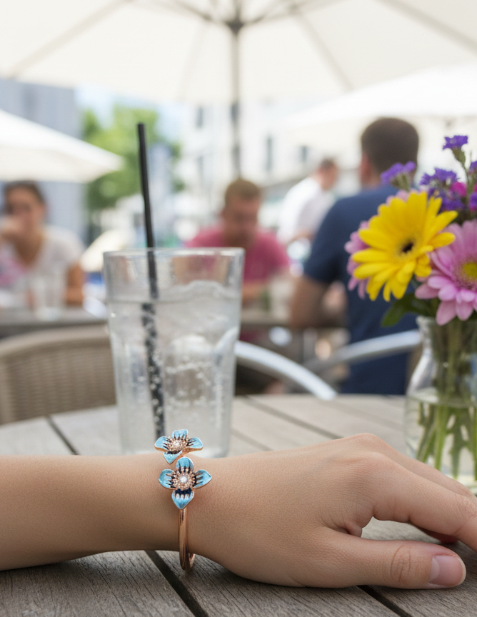 Rose Gold Floral Mist Adjustable Bracelet | RVK-3