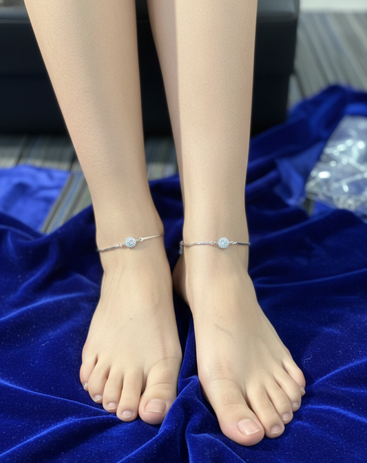 Silver Emerald Wing Anklet | RVA-08