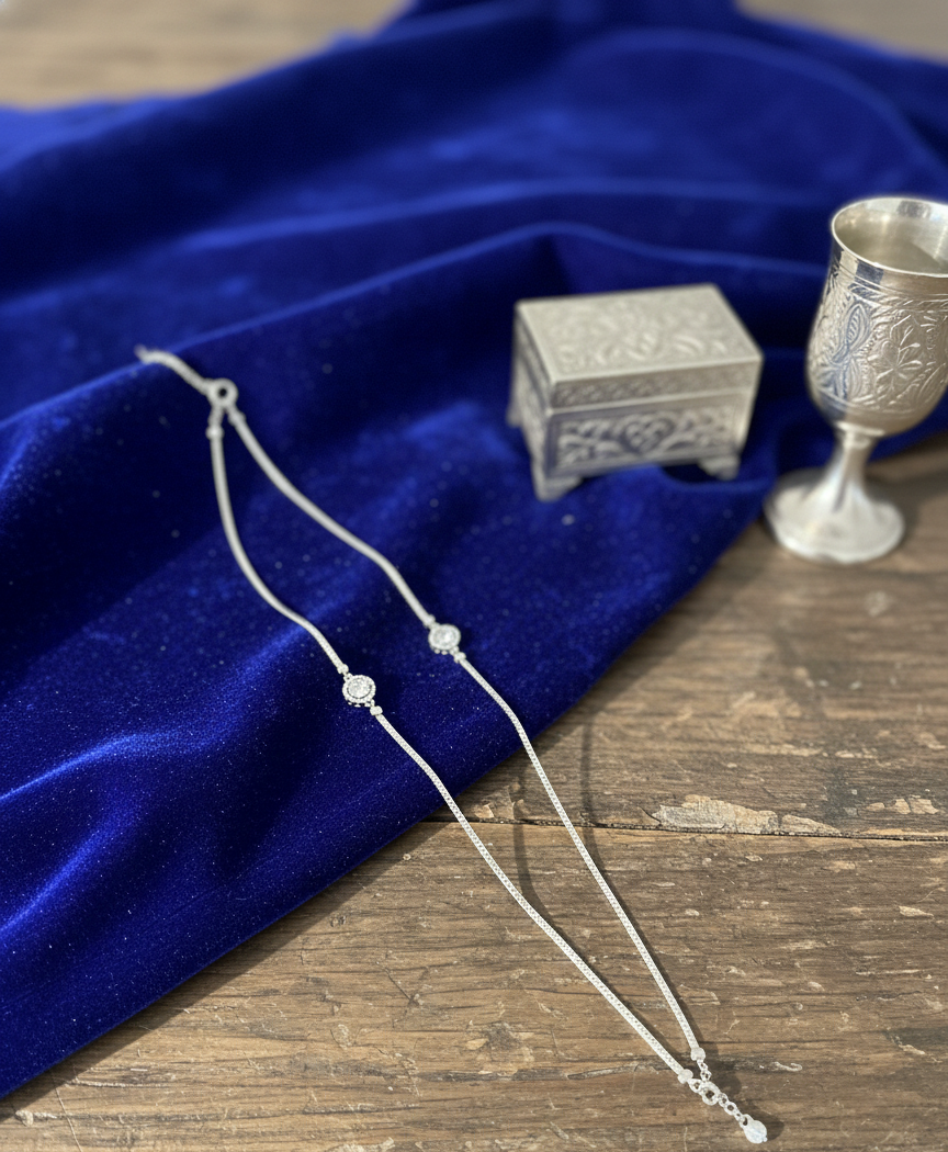 Silver Daisy Sparkle Anklet | RVA-15