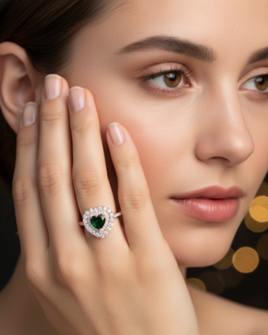 Rose Gold Crystal Heart  Ring | RVRRR-34