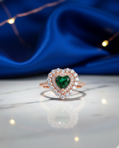 Rose Gold Crystal Heart  Ring | RVRRR-34