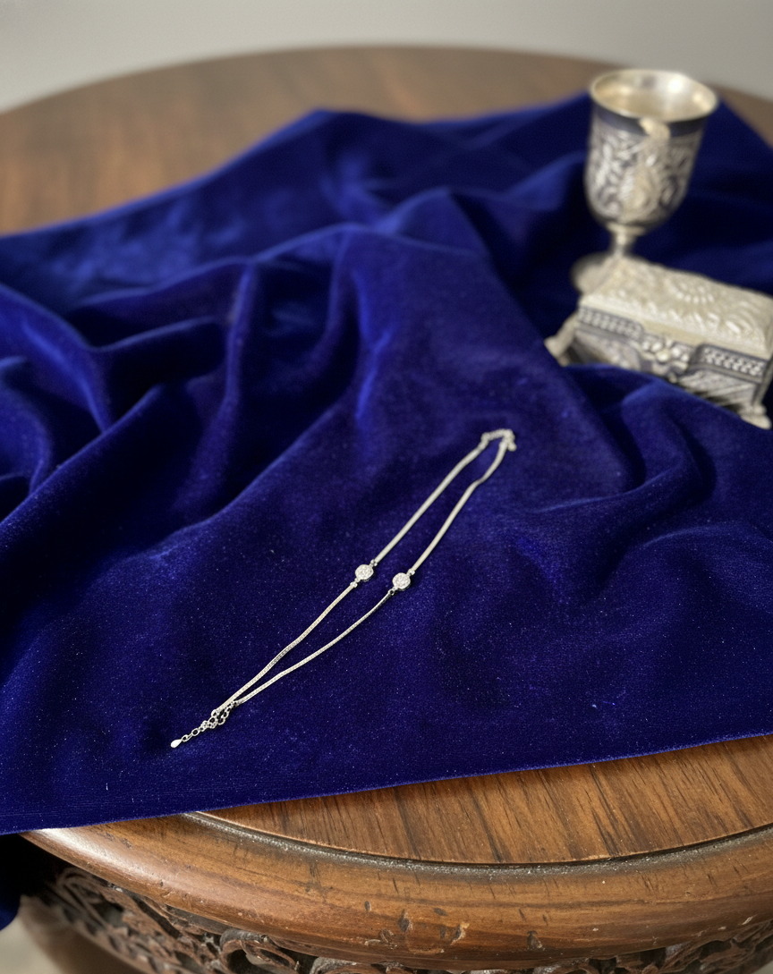 Silver Sapphire Breeze Anklet | RVA-01