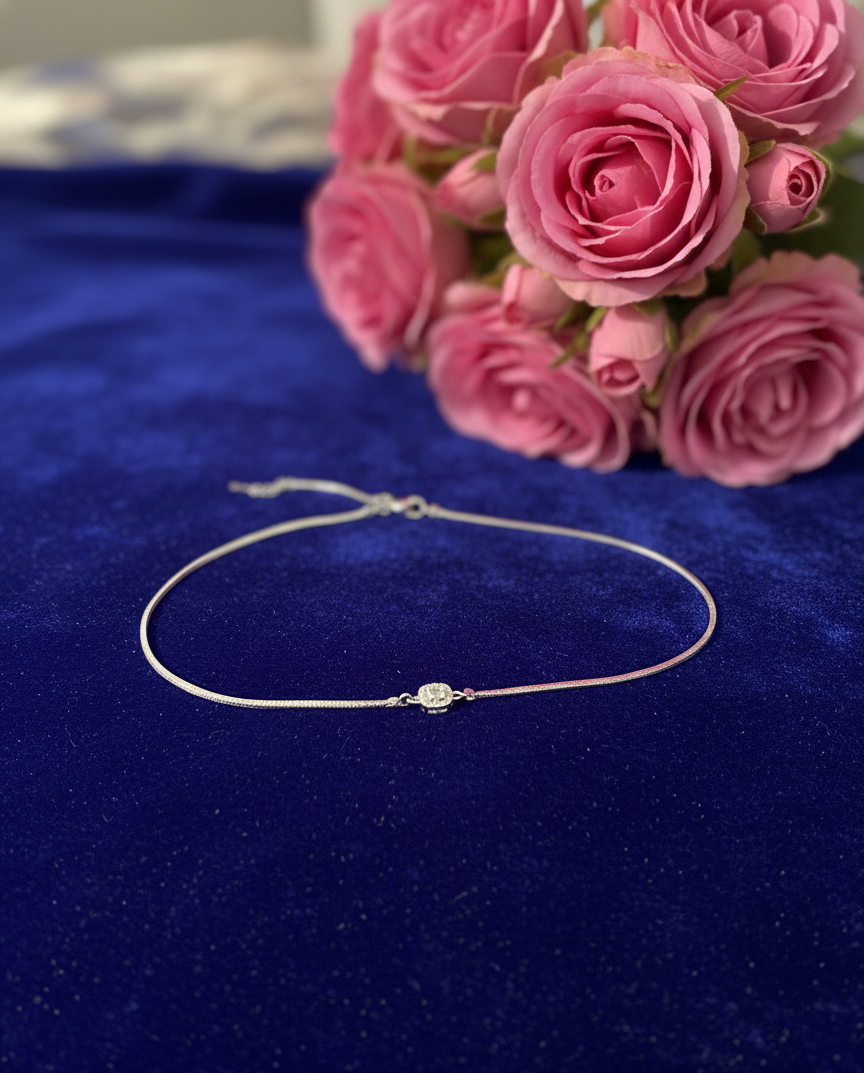 Silver Sapphire Breeze Anklet | RVA-01