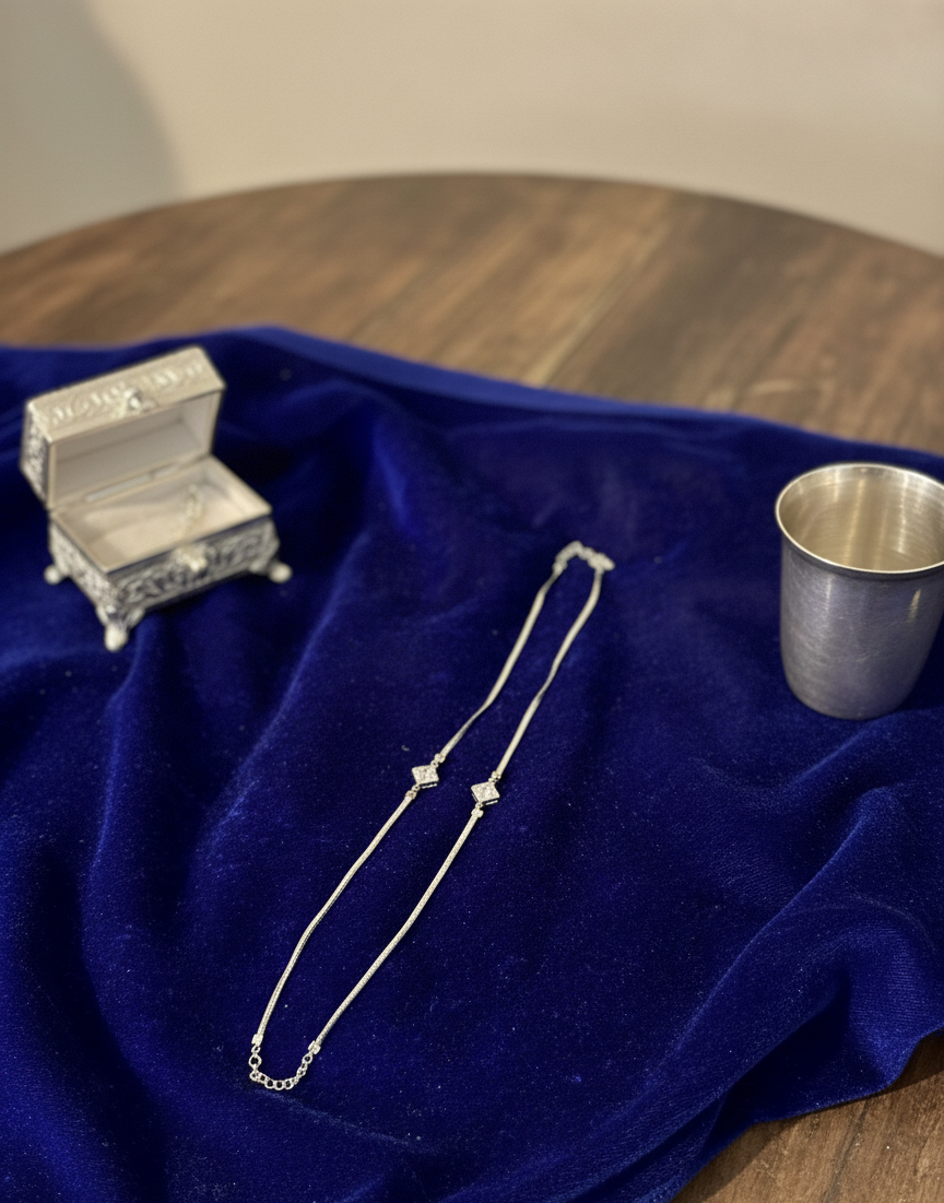 Silver Mystic Flower Anklet | RVA-11