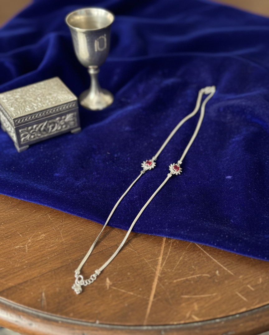 Silver Sun Rose Anklet | RVA-10