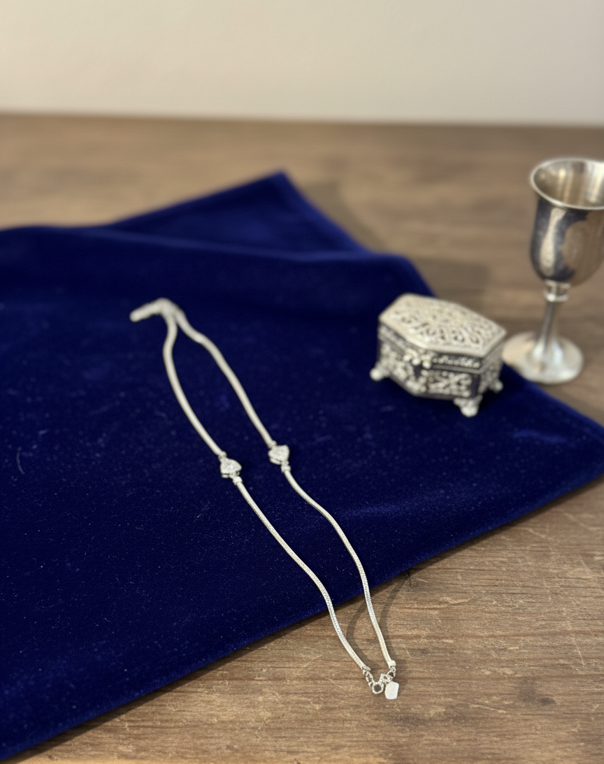 Silver Crystal Blossom Anklet | RVA-20