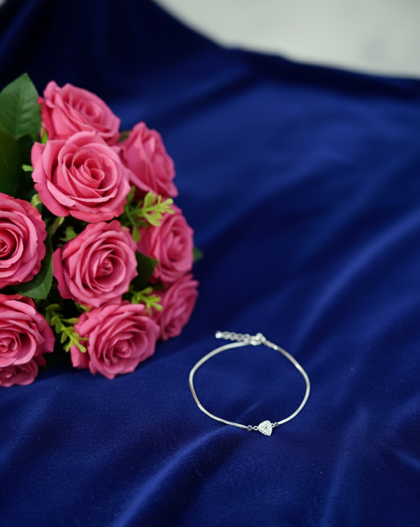 Silver Crystal Blossom Anklet | RVA-20