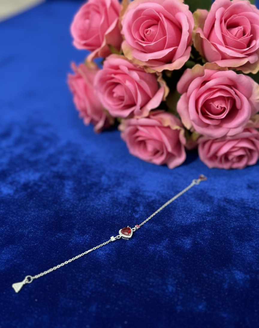 Silver Ruby Veil Anklet | RVA-19