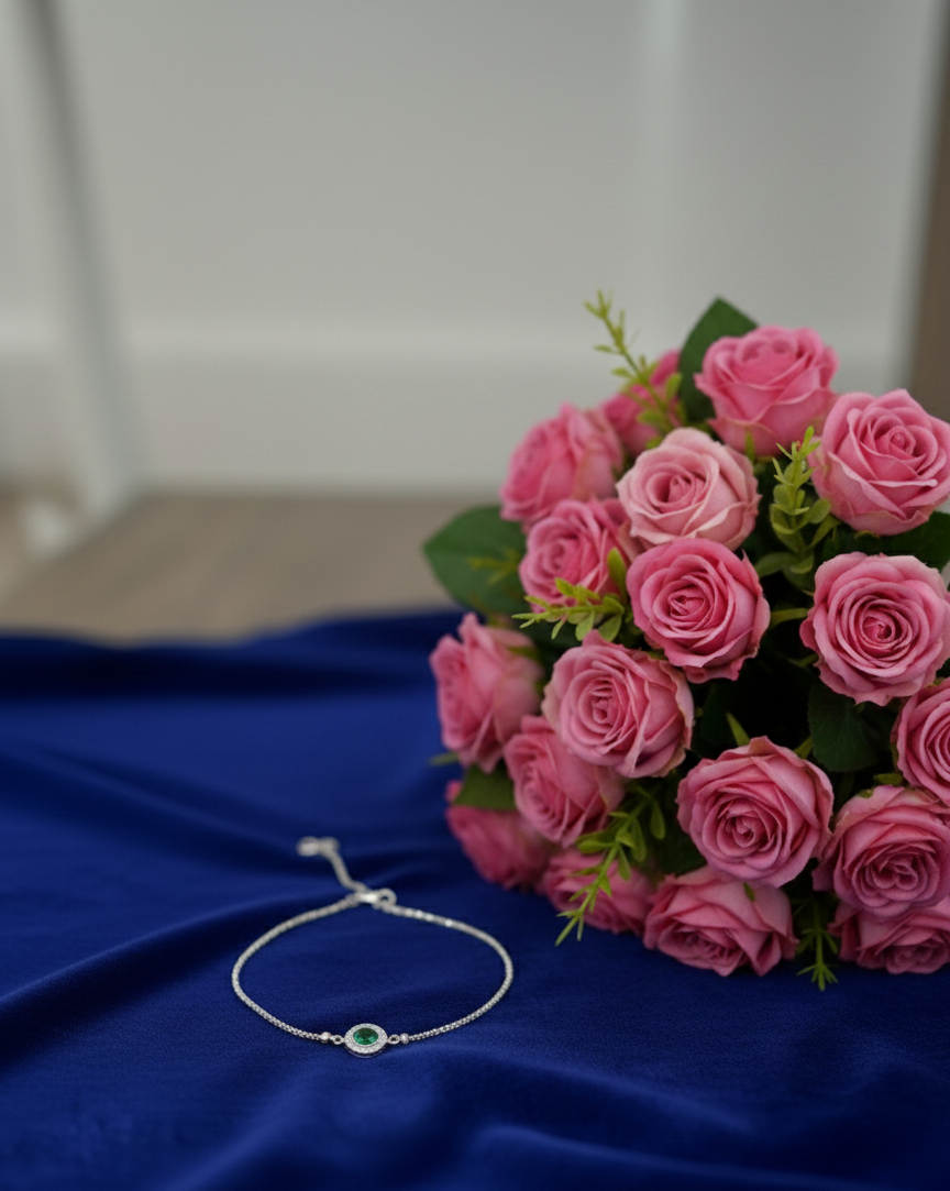 Silver Olive Aura Anklet | RVA-12