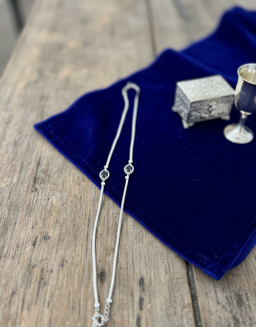 Silver Blue Orchid Anklet | RVA-04