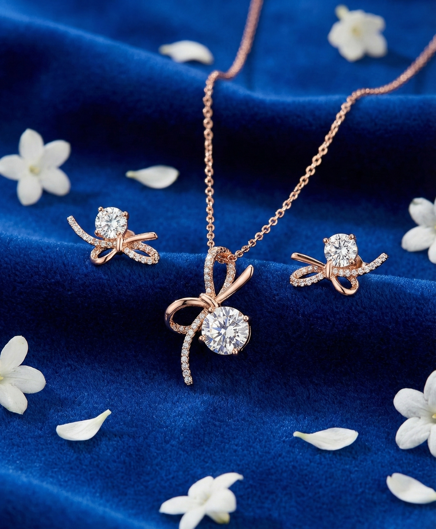 Rose Gold Crystal Dewdrop Set |RVS5