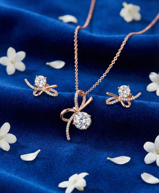 Rose Gold Crystal Dewdrop Set |RVS5