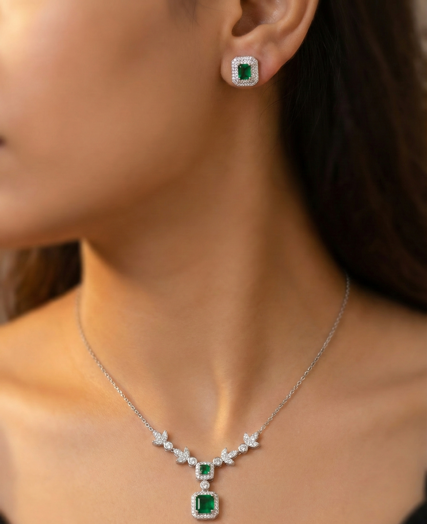 Silver Royal Green Charm Set |RVS6