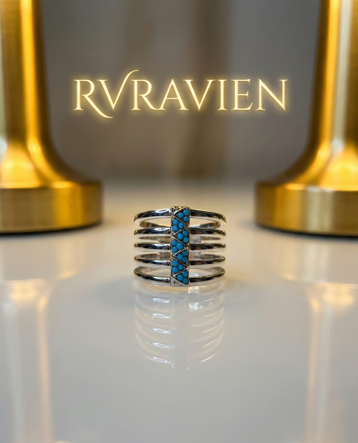 Silver Sapphire Pearlcrest Ring | RVR-3
