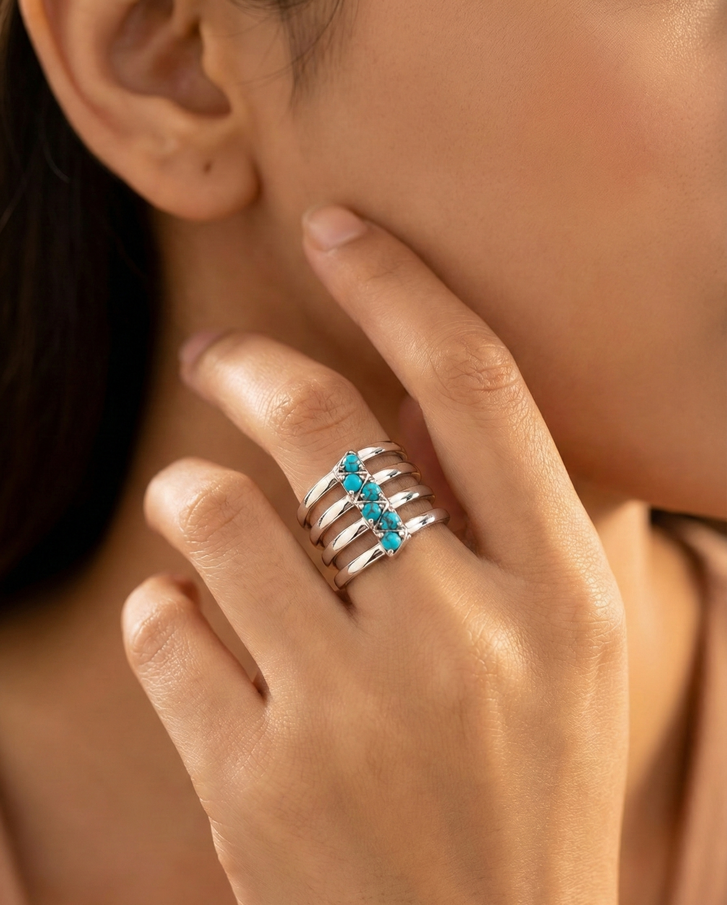 Silver Sapphire Pearlcrest Ring | RVR-3