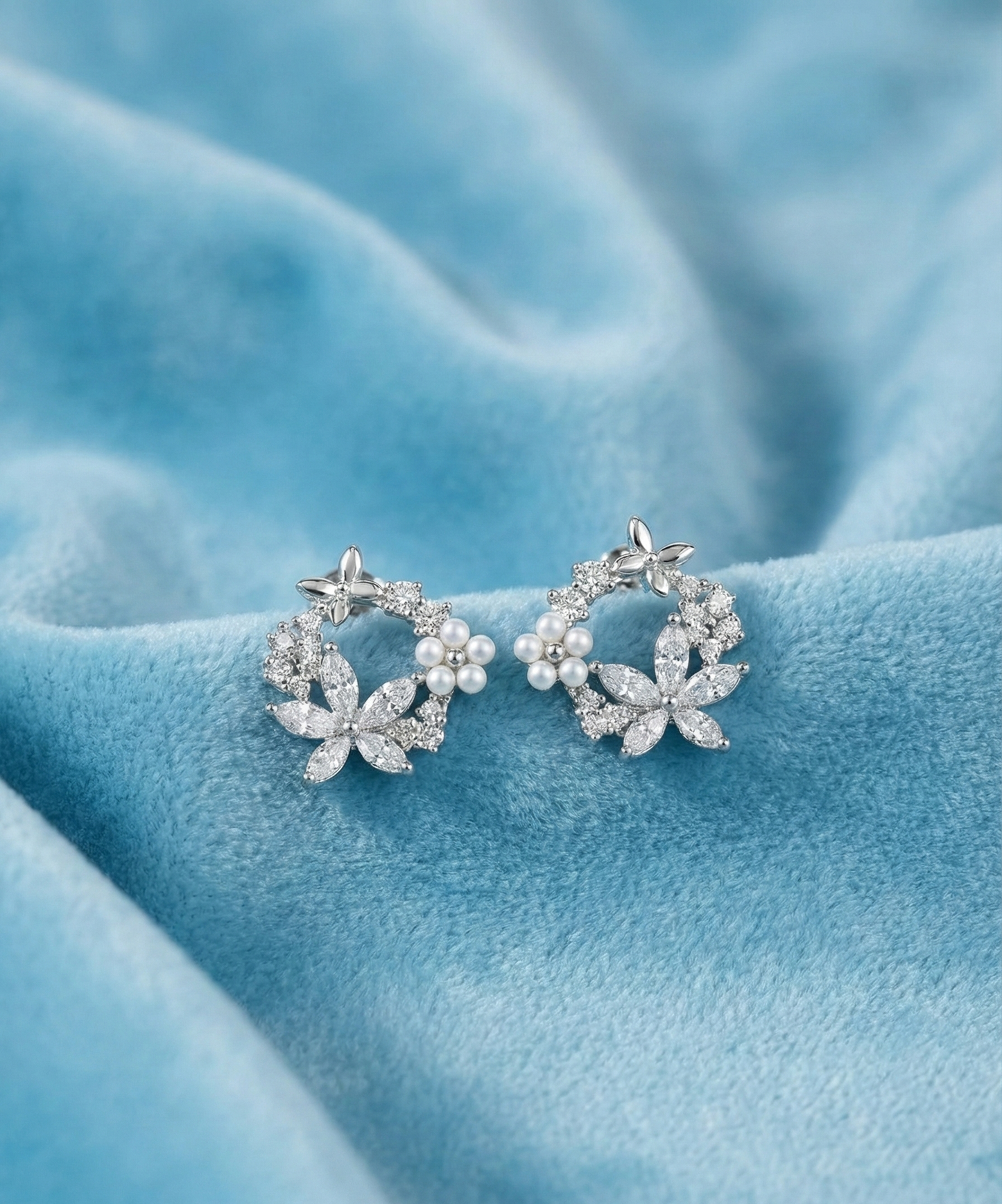 Silver Moonlit Petal Earrings | RVER-33