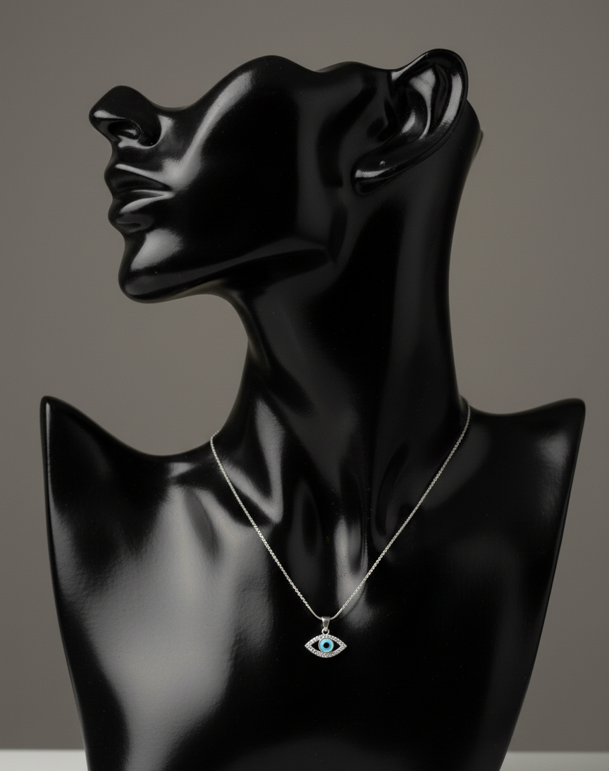 Silver Whisper Evil Eye Pendant|RV-5