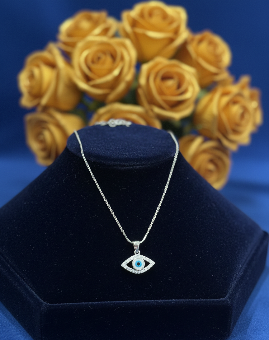 Silver Whisper Evil Eye Pendant|RV-5