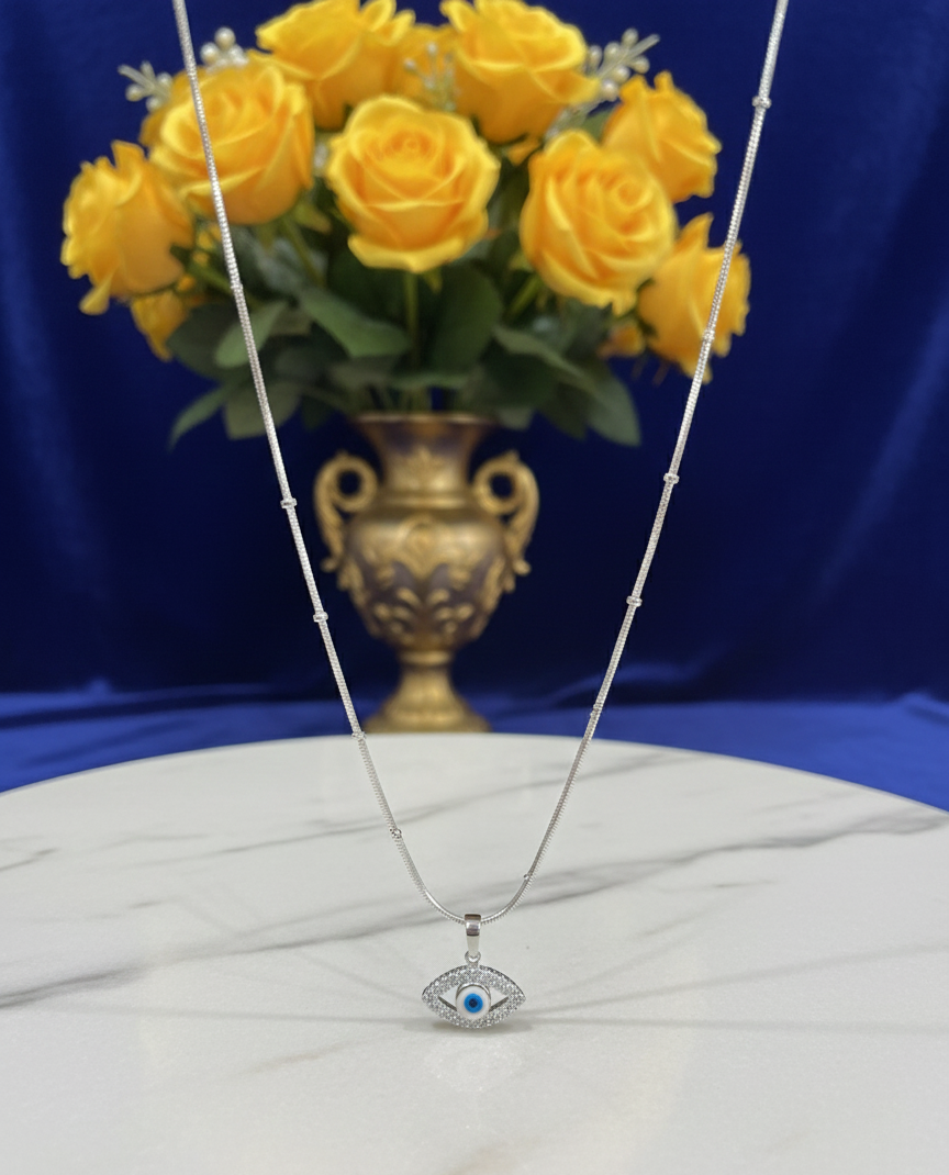 Silver Serenity Evil Eye Pendant|RV-6