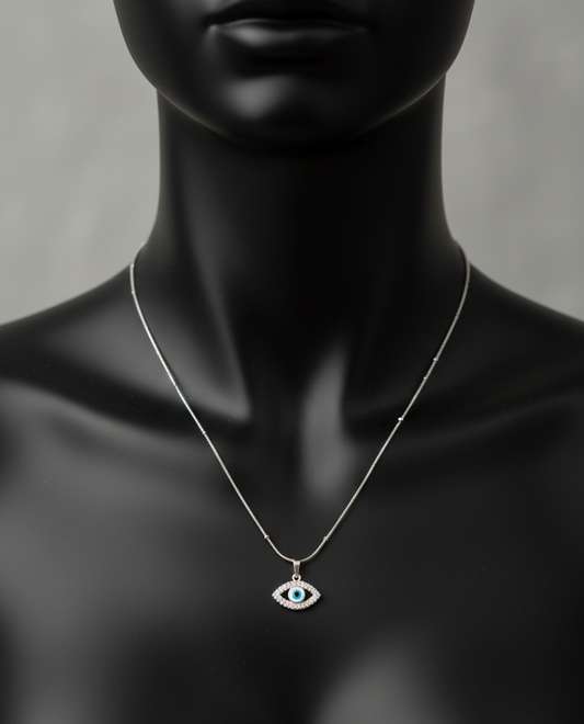 Silver Serenity Evil Eye Pendant|RV-6