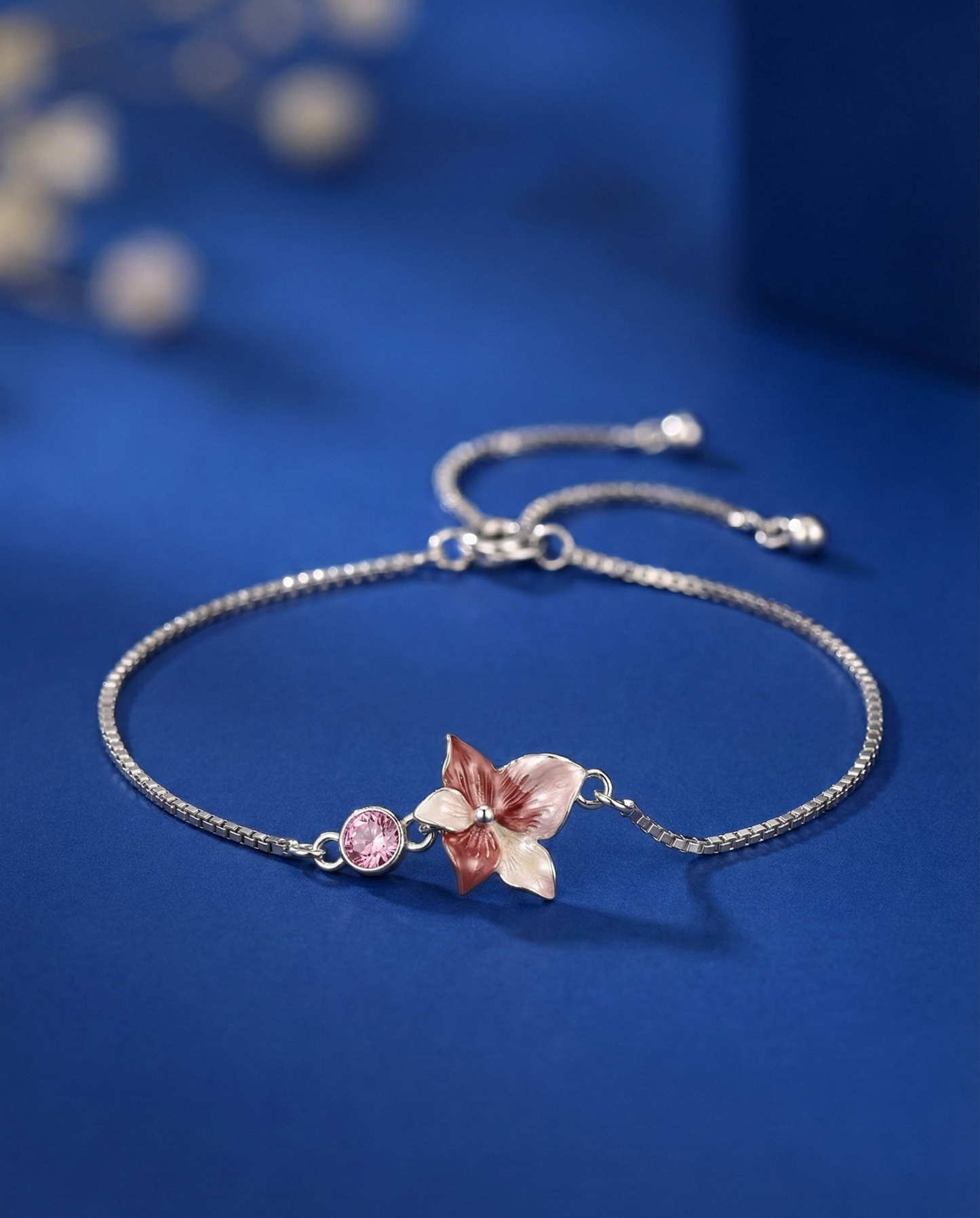 Silver Soft Petaline Charm Bracelet|RVB-4