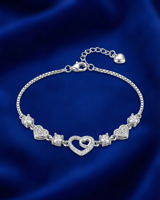 Silver Moonstone Heart Bracelet | RVB-42