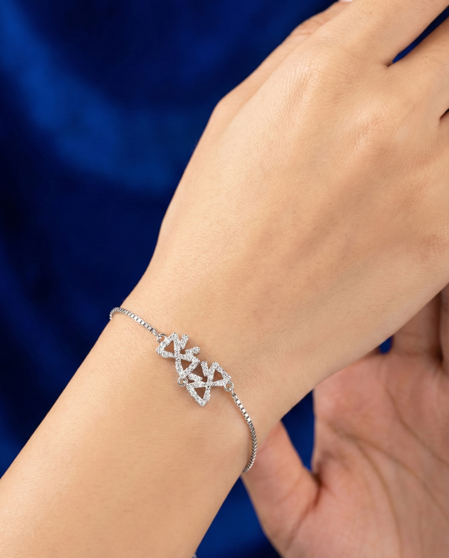 Silver Sapphire Winglet Bracelet|RVB-33