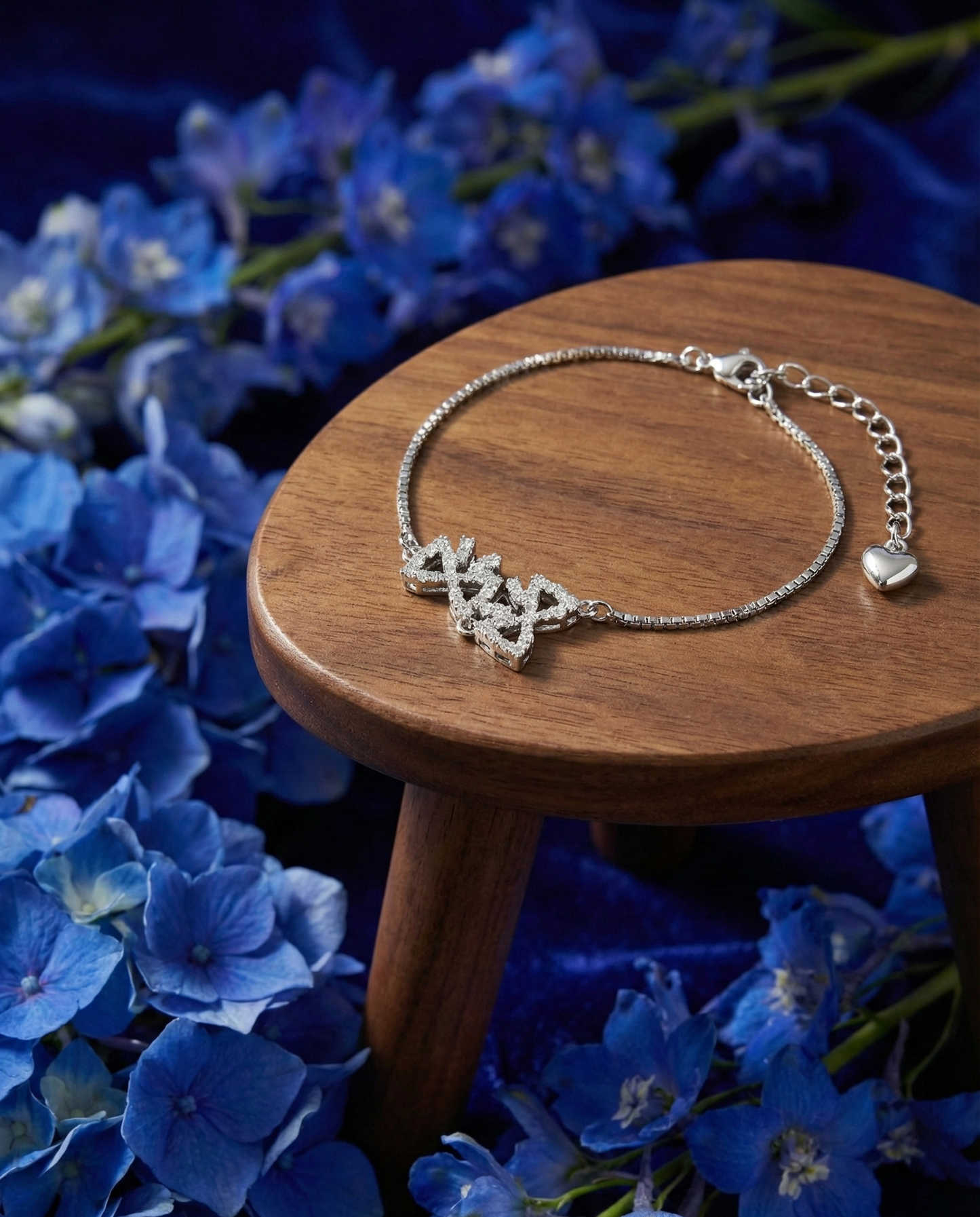 Silver Sapphire Winglet Bracelet|RVB-33