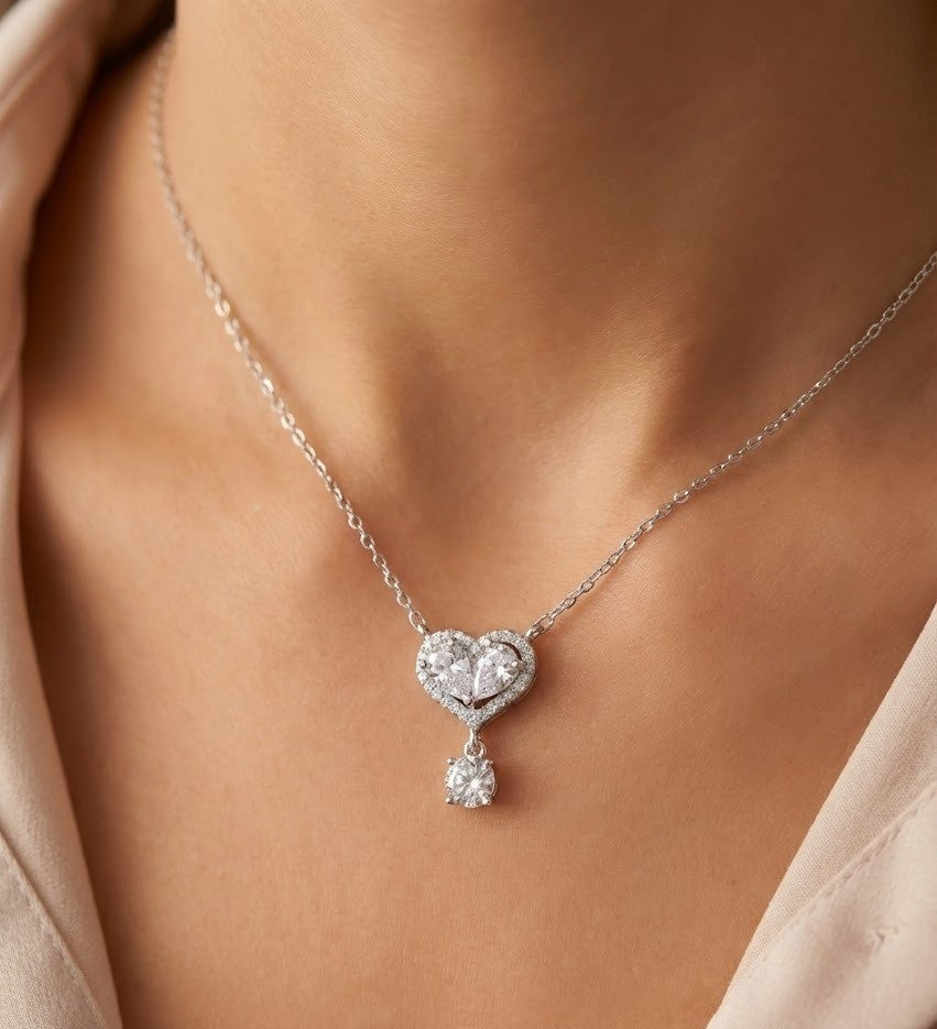 Silver Crystal Heart Pendant | RVP-12