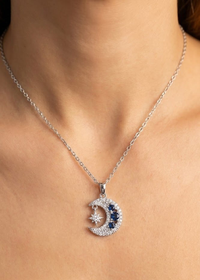 Silver Pearl Moon Pendant | RVP-6