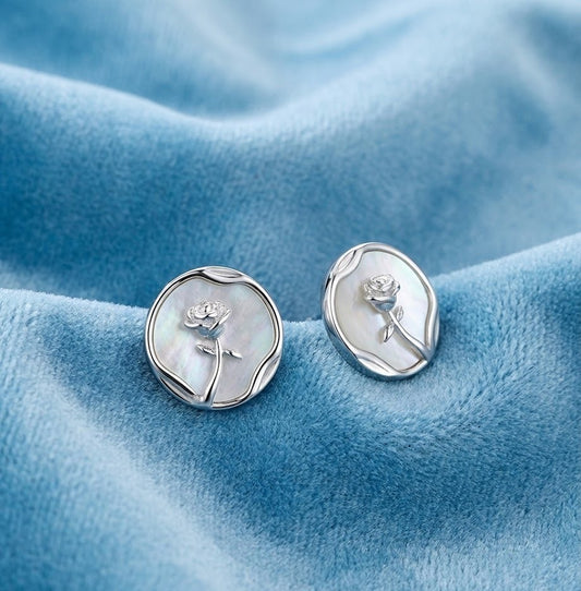 Silver Rose Charm Earrings | RVER-23