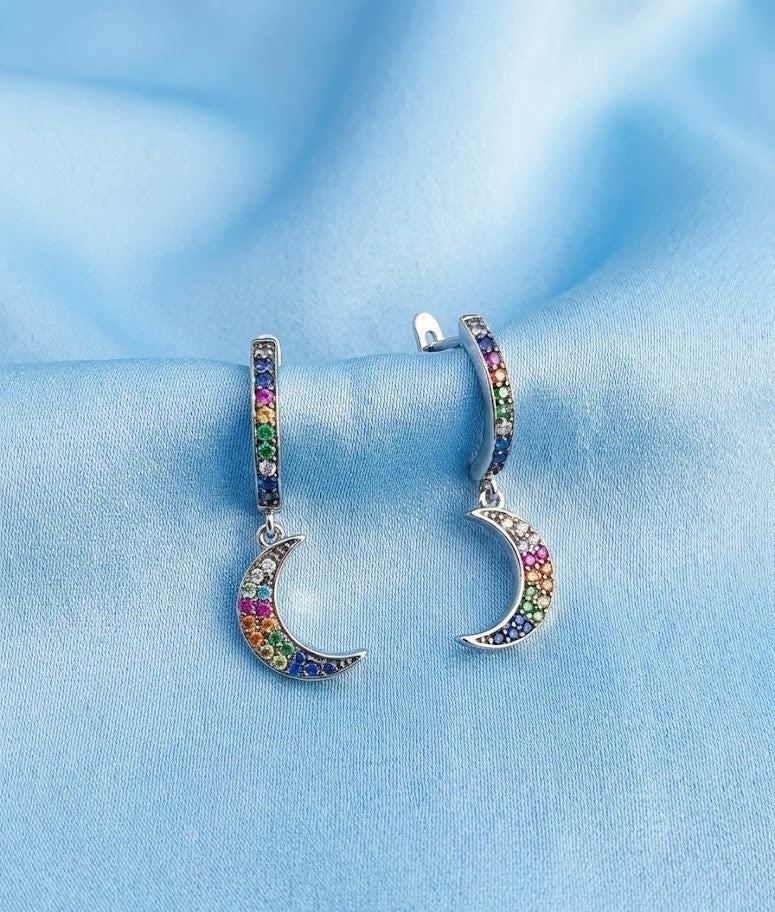 Rose Gold Moon Sapphire Earrings | RVER-8