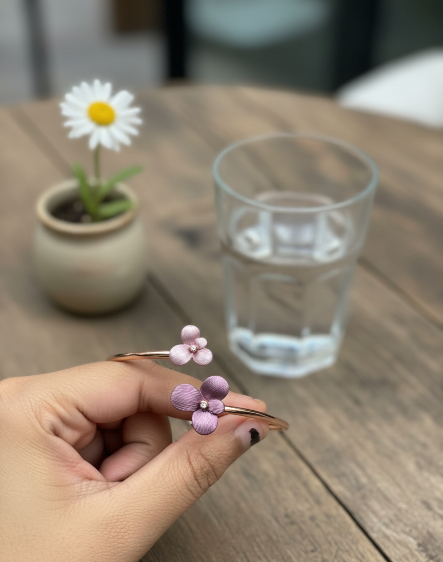 Rose Gold Velvet Bloom Adjustable Bracelet | RVK-11