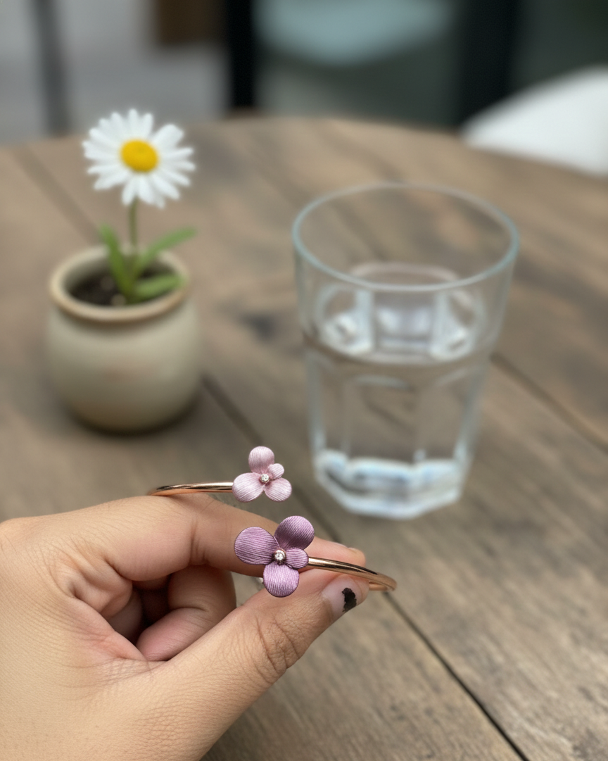 Rose Gold Velvet Bloom Adjustable Bracelet | RVK-11