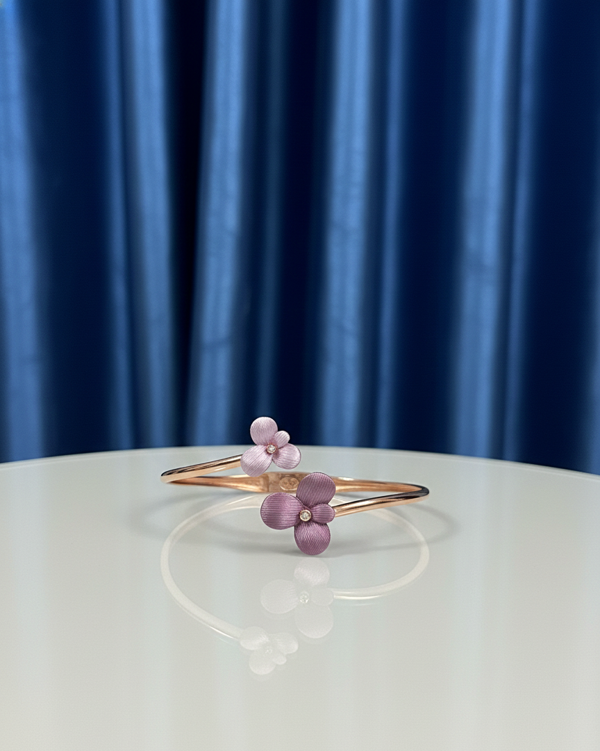 Rose Gold Velvet Bloom Adjustable Bracelet | RVK-11