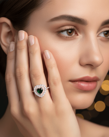 Rose Gold Crystal Heart  Ring | RVRRR-34
