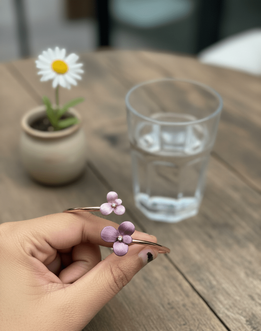 Rose Gold Velvet Bloom Adjustable Bracelet | RVK-11